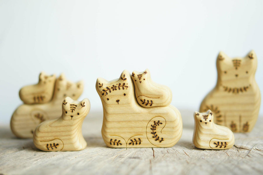 Wooden Cat Family Puzzle, a wooden new-baby keepsake by Tiny Fox Hole (view 4)