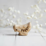 Wooden Chick, Looking Down, a natural wood animal toy by Tiny Fox Hole, cut and finished by hand from solid wood · view 1