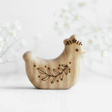 Wooden Hen, Lying, a natural wood animal toy by Tiny Fox Hole, cut and finished by hand from solid wood · view 1