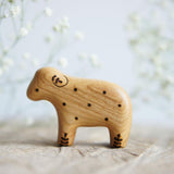 Wooden Lamb, Twig on Ear, a natural wood animal toy by Tiny Fox Hole, cut and finished by hand from solid wood · view 1