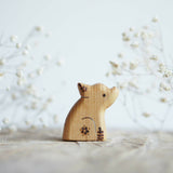 Wooden Little Pig, Sitting, a natural wood animal toy by Tiny Fox Hole, cut and finished by hand from solid wood · view 1