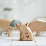 Wooden Little Pig, Sitting, a natural wood animal toy by Tiny Fox Hole (view 5) · view 5