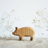Wooden Little Pig, Standing, a natural wood animal toy by Tiny Fox Hole, cut and finished by hand from solid wood · view 1