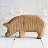 Wooden Pig, Looking Down, a natural wood animal toy by Tiny Fox Hole (view 3) · view 3