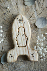 Wooden Rocket Puzzle with Star, a natural wood puzzle by Tiny Fox Hole, cut and finished by hand from solid wood · view 1