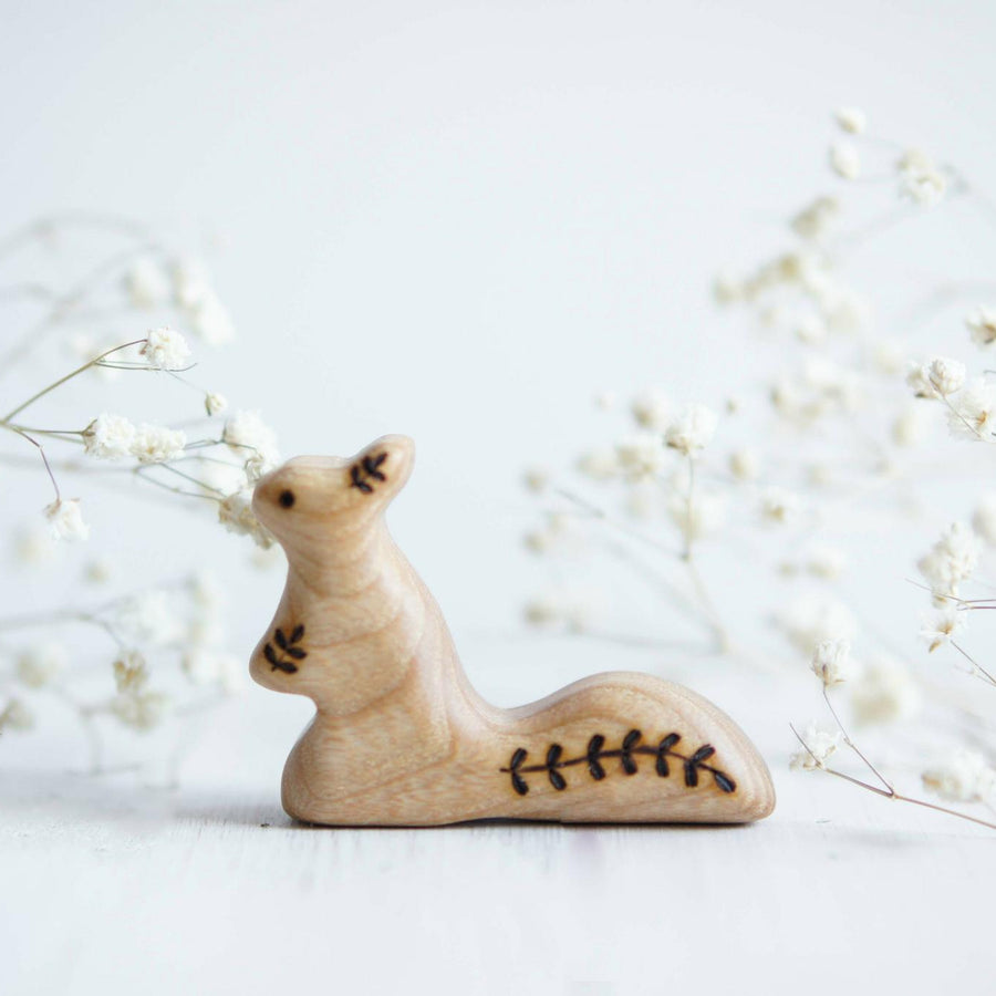 Wooden Squirrel, Standing (Twig), a natural wood animal toy by Tiny Fox Hole (view 2)