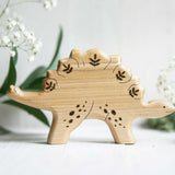 Wooden Stegosaurus, a natural wood animal toy by Tiny Fox Hole, cut and finished by hand from solid wood · view 1