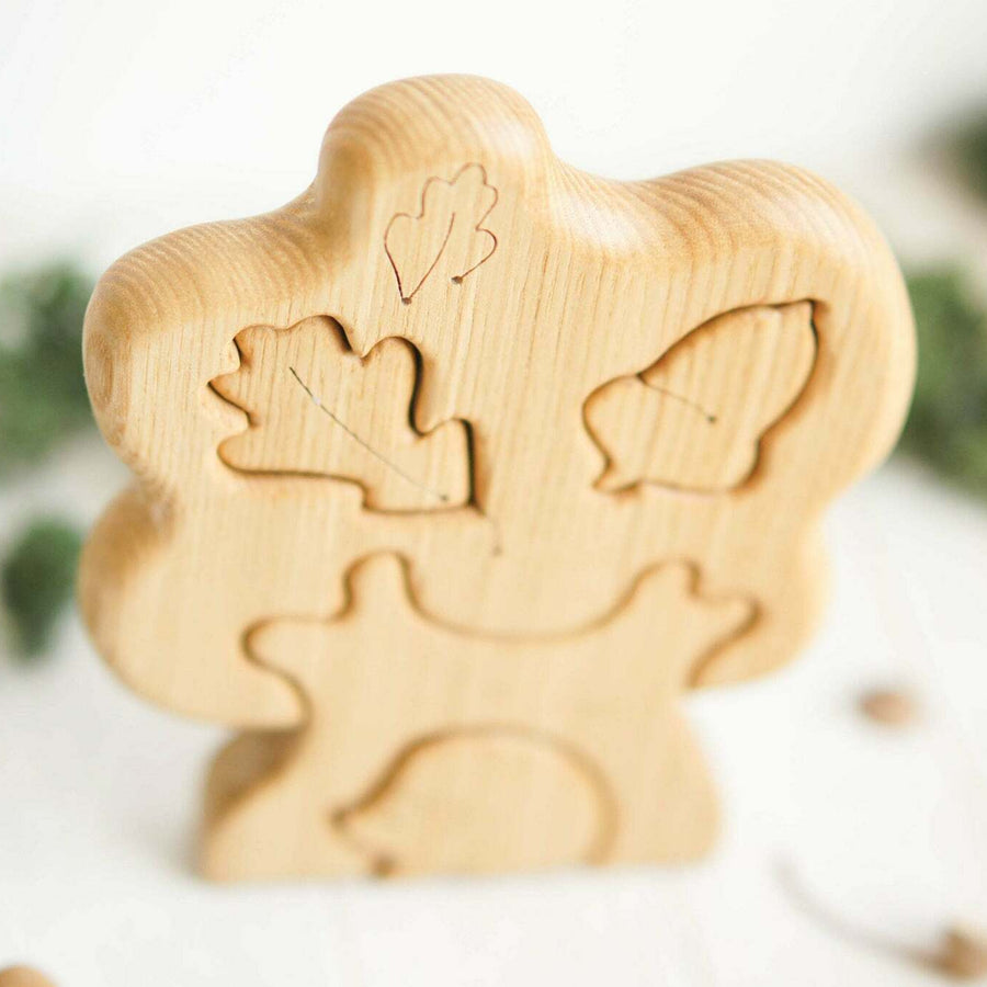 Wooden Tree Puzzle with Hedgehog, a natural wood puzzle by Tiny Fox Hole (view 3)
