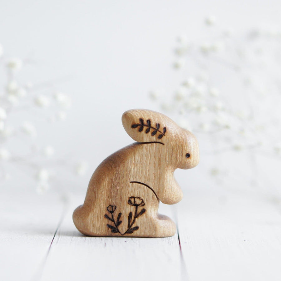 Wooden Bunny, No. 3, a natural wood animal toy by Tiny Fox Hole (view 2)