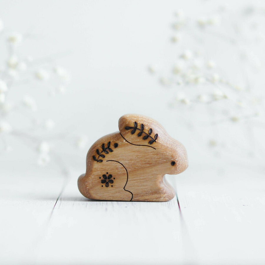 Wooden Bunny, No. 2, a natural wood animal toy by Tiny Fox Hole (view 2)