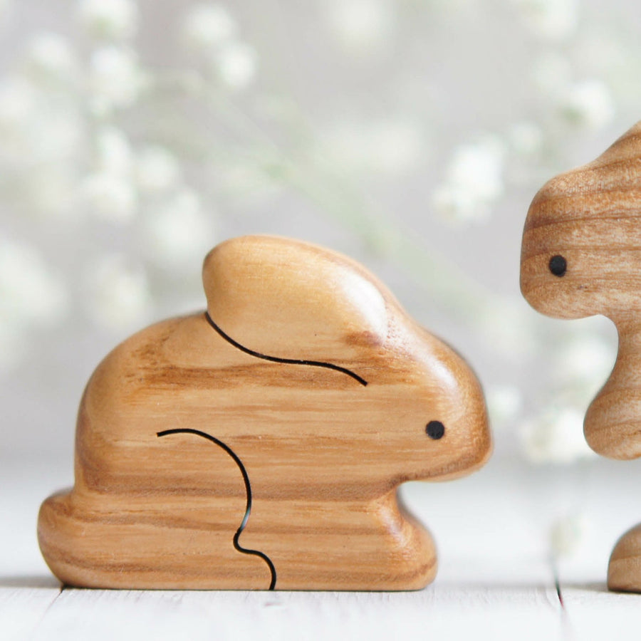 Wooden Bunny, No. 2, a natural wood animal toy by Tiny Fox Hole (view 3)