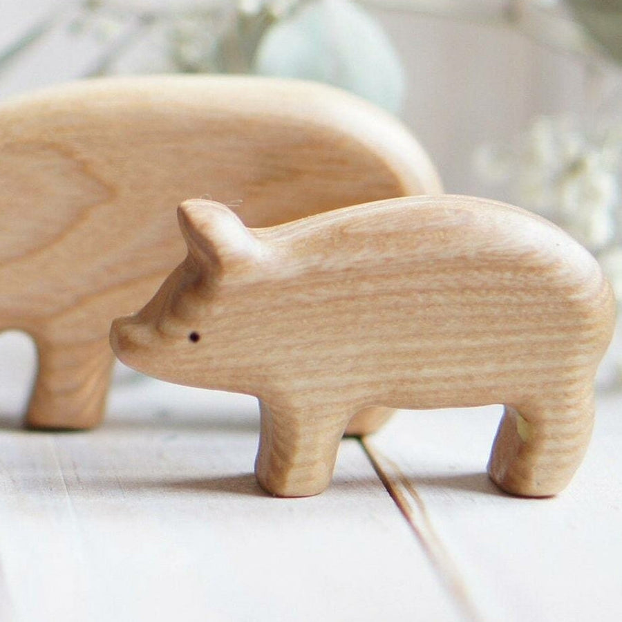 Wooden Little Pig, Standing, a natural wood animal toy by Tiny Fox Hole (view 3)