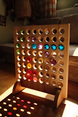 Bauspiel wooden game board standing upright on its two wooden feet · view 4
