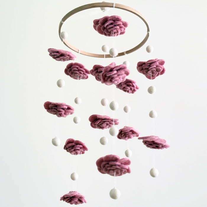 Blush Rose Flower Baby Mobile