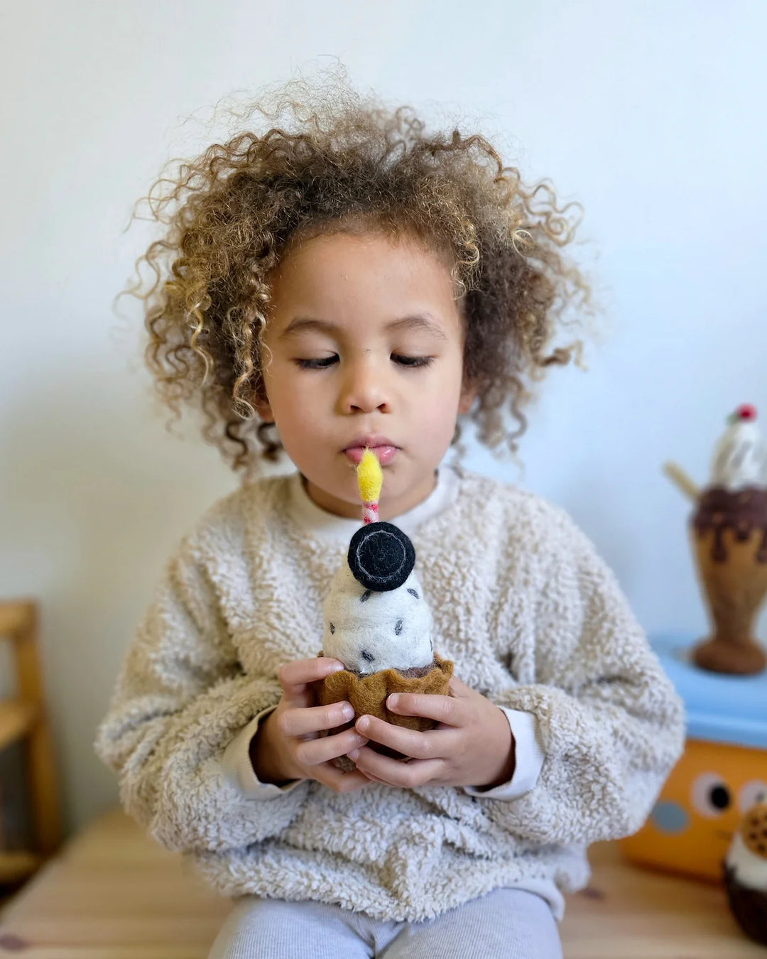 Felt Giant Cream Sandwich Cupcake with Candle