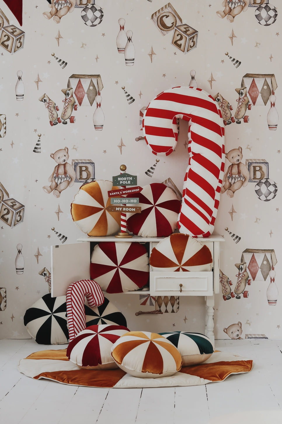 Christmas “Gold Candy” Round Patchwork Mat