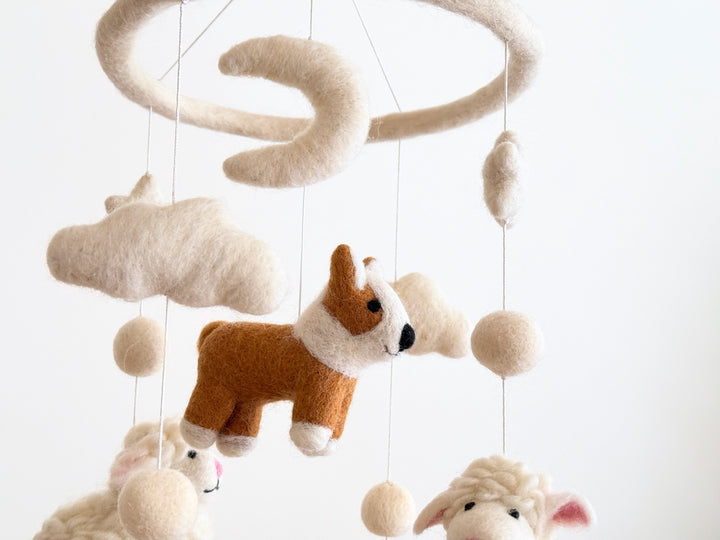Corgi and Sheep Baby Mobile