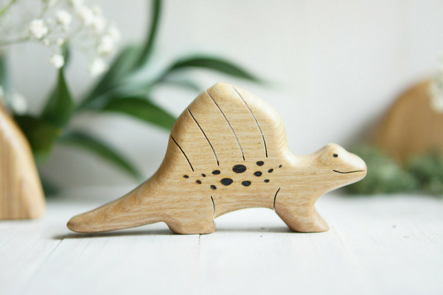 Wooden Dimetrodon, a natural wood animal toy by Tiny Fox Hole (view 3)