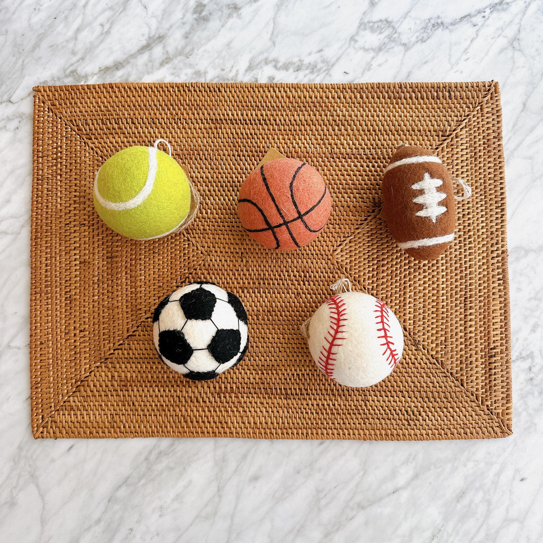 Felt Baseball Ornament – Handmade Wool Sports Christmas Decoration