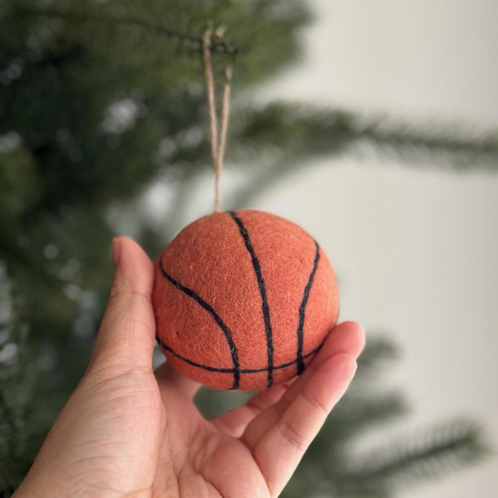 Felt Basketball Ornament – Handmade Wool Sports Christmas Decoration