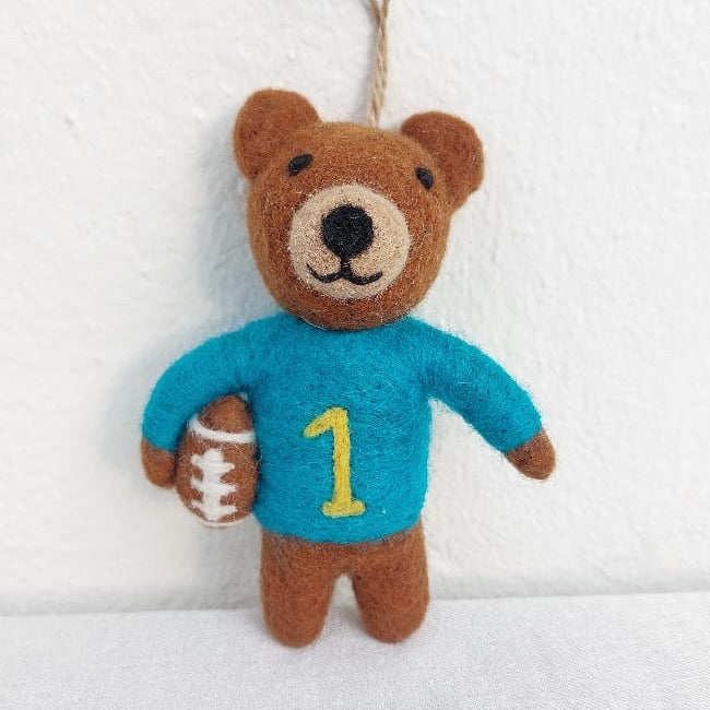 Felt Bear UCLA Football Mascot Ornament