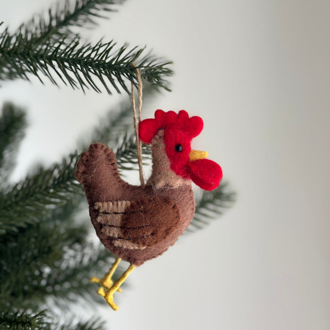 Felt Brown Rooster Ornament