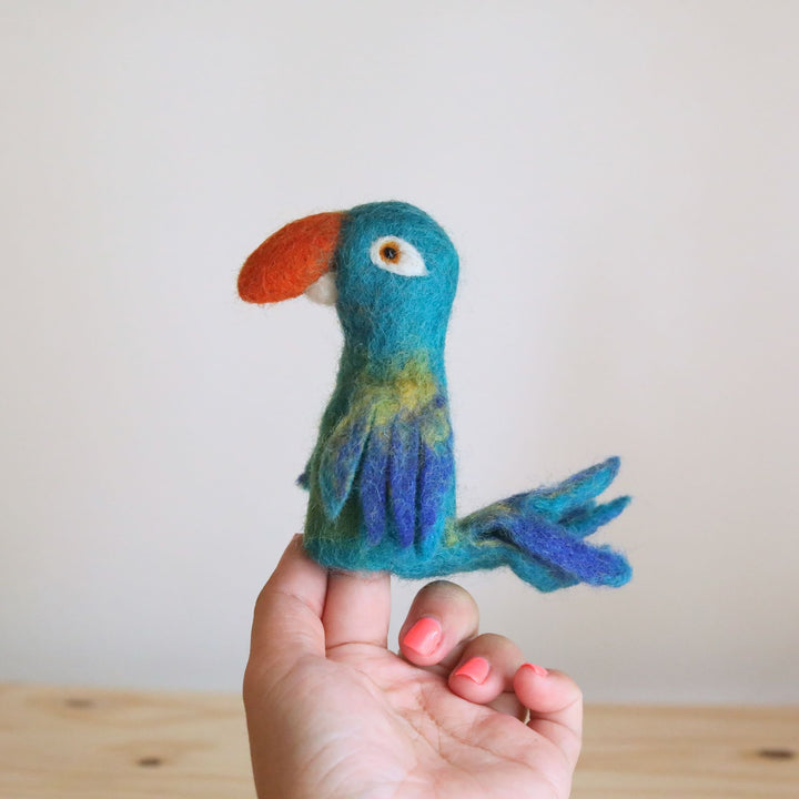 Felt Finger Puppet - Blue Parrot / Macaw