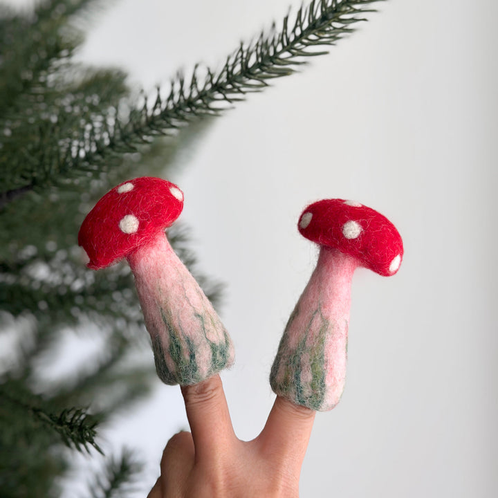 Felt Finger Puppet - Mushroom