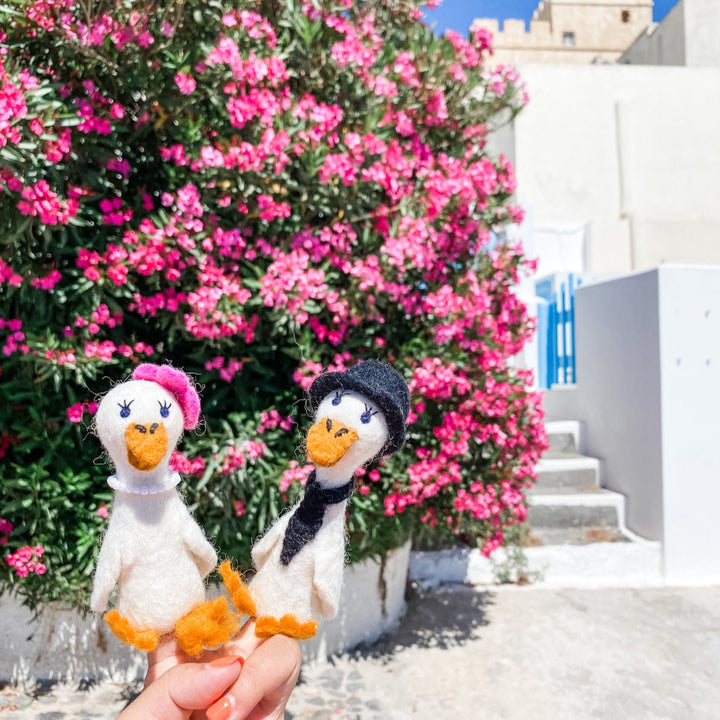Felt Finger Puppets - Duck Couple on Honeymoon