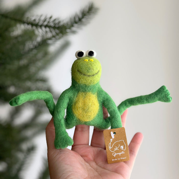 Felt Smiling Frog Finger Puppet