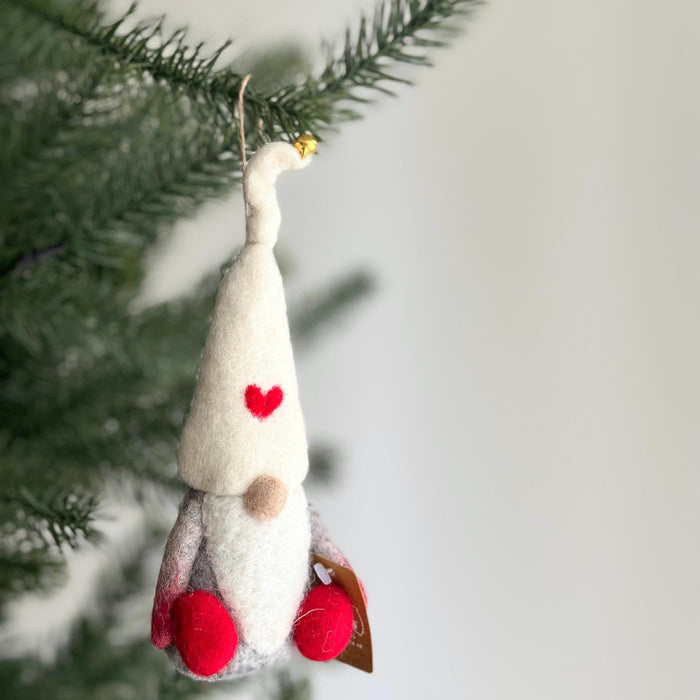 Felt Gnome with Love Ornament
