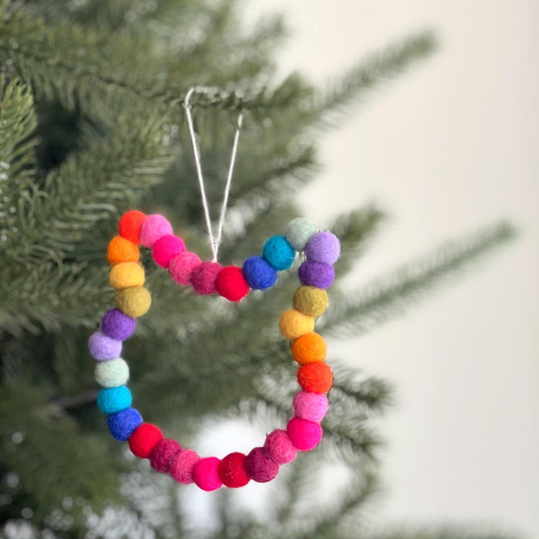Felt Mini Pompom Love Wreath Ornament