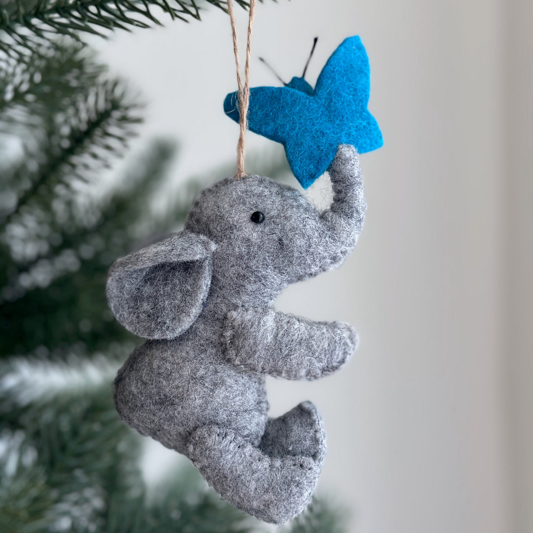 Felt Ornament - Elephant with Butterfly
