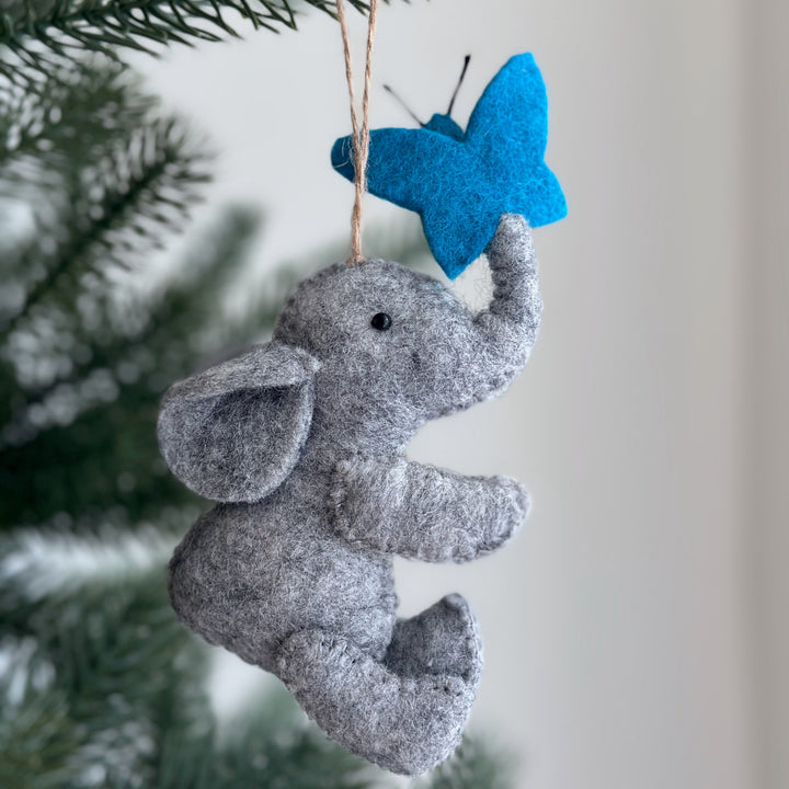 Felt Ornament - Elephant with Butterfly
