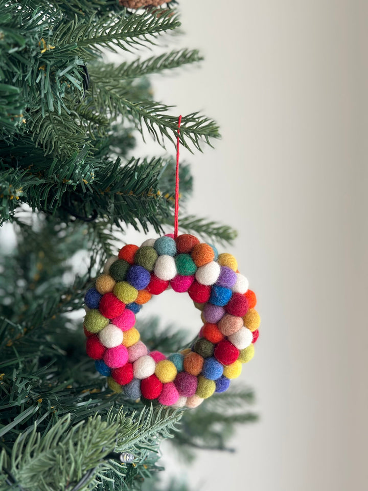 Felt Ornament - Mini Pompom Pompom Wreath