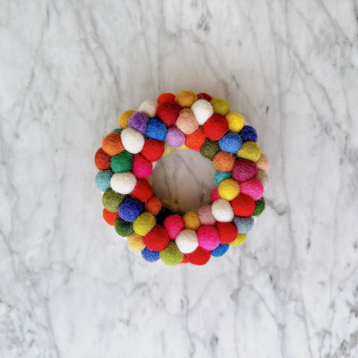 Felt Ornament - Mini Pompom Pompom Wreath