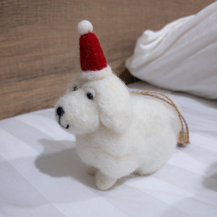 Felt Ornament - White Maltese Dog