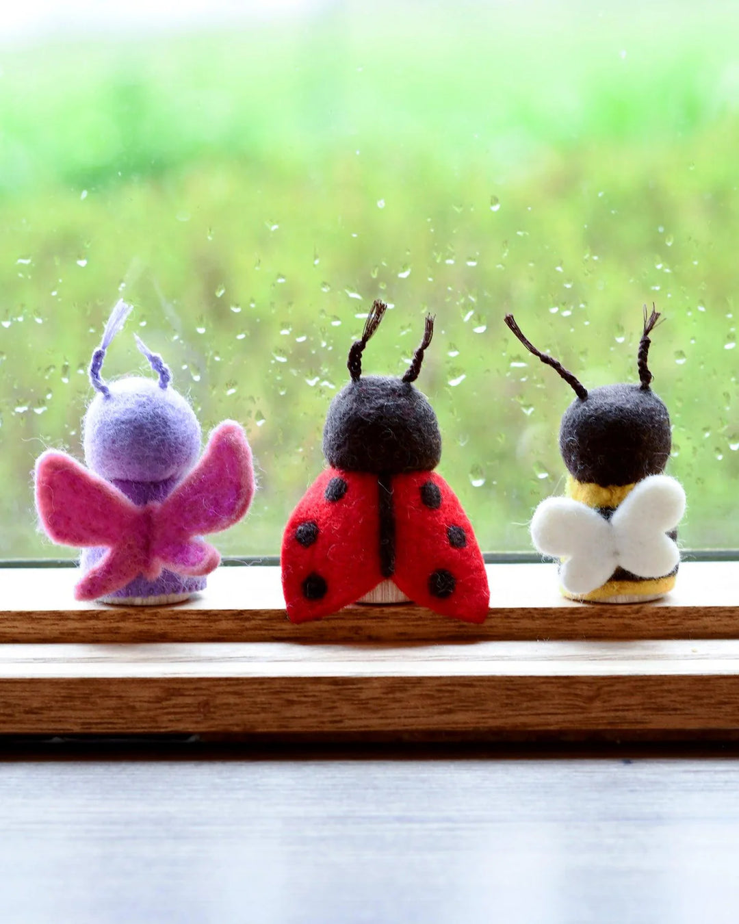 Bugs Peg Dolls Set, Bee, Ladybug and Butterfly