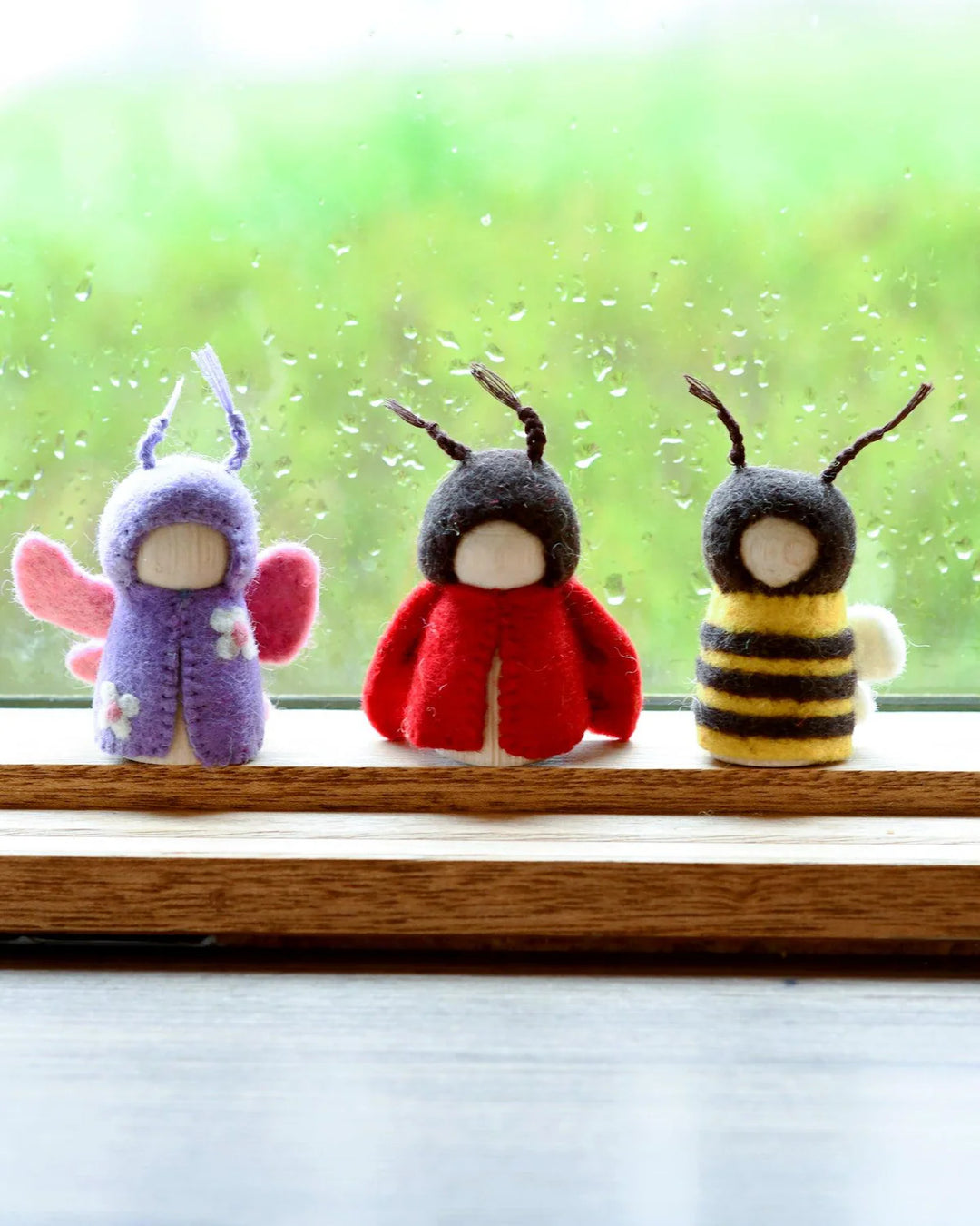 Bugs Peg Dolls Set, Bee, Ladybug and Butterfly