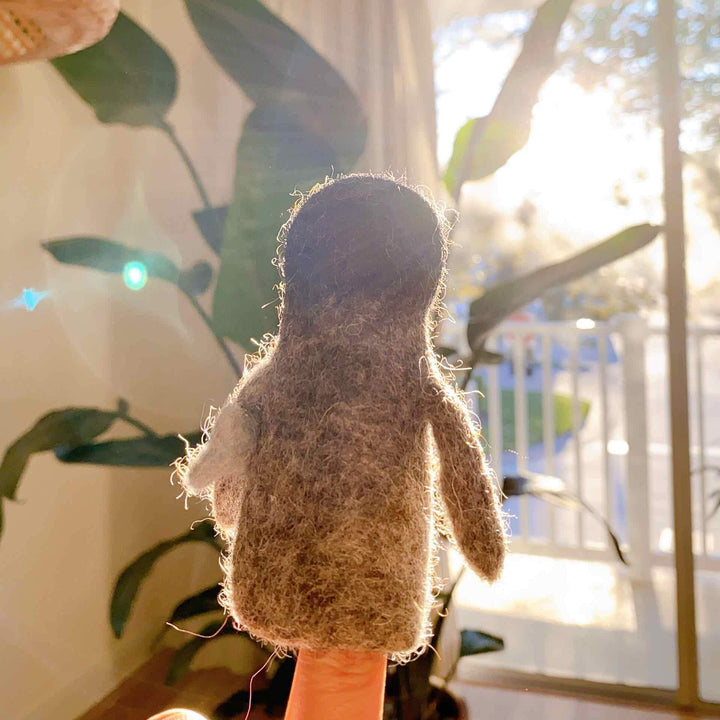 Felt Penguin Carrying A Fish Finger Puppet