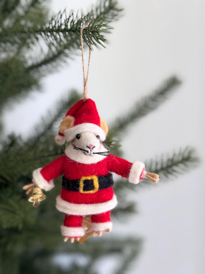 Felt Santa Mouse Ornament