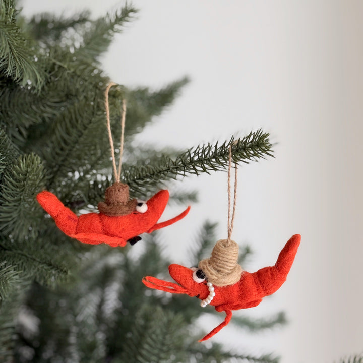 Felt Shrimp Couple Ornament