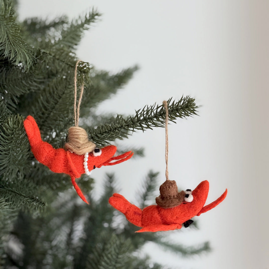 Felt Shrimp Couple Ornament