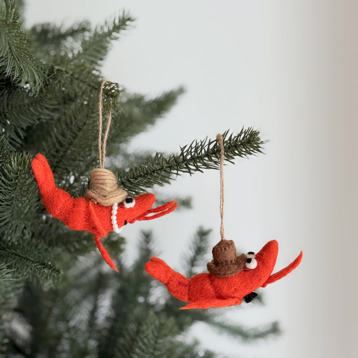 Felt Shrimp Couple Ornament