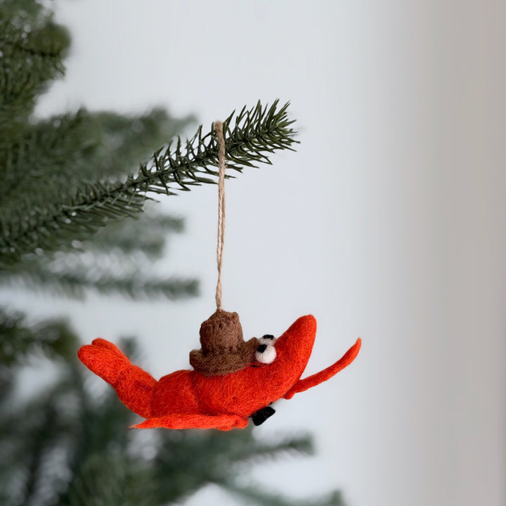 Felt Shrimp Couple Ornament