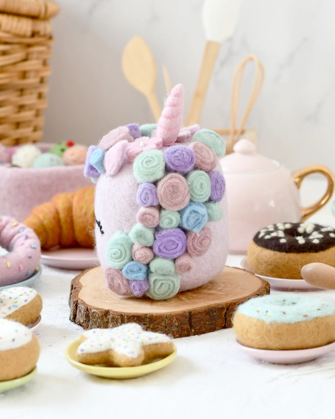 Felt Unicorn Cake in Pastel Colors