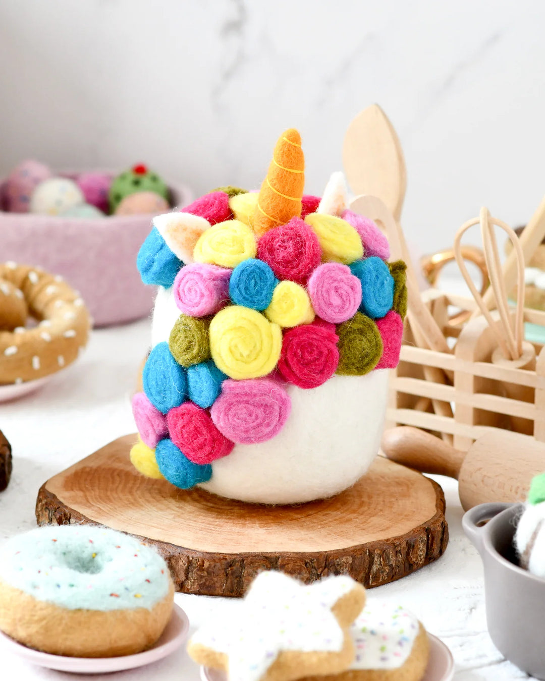 Felt Unicorn Cake in Bright Colors