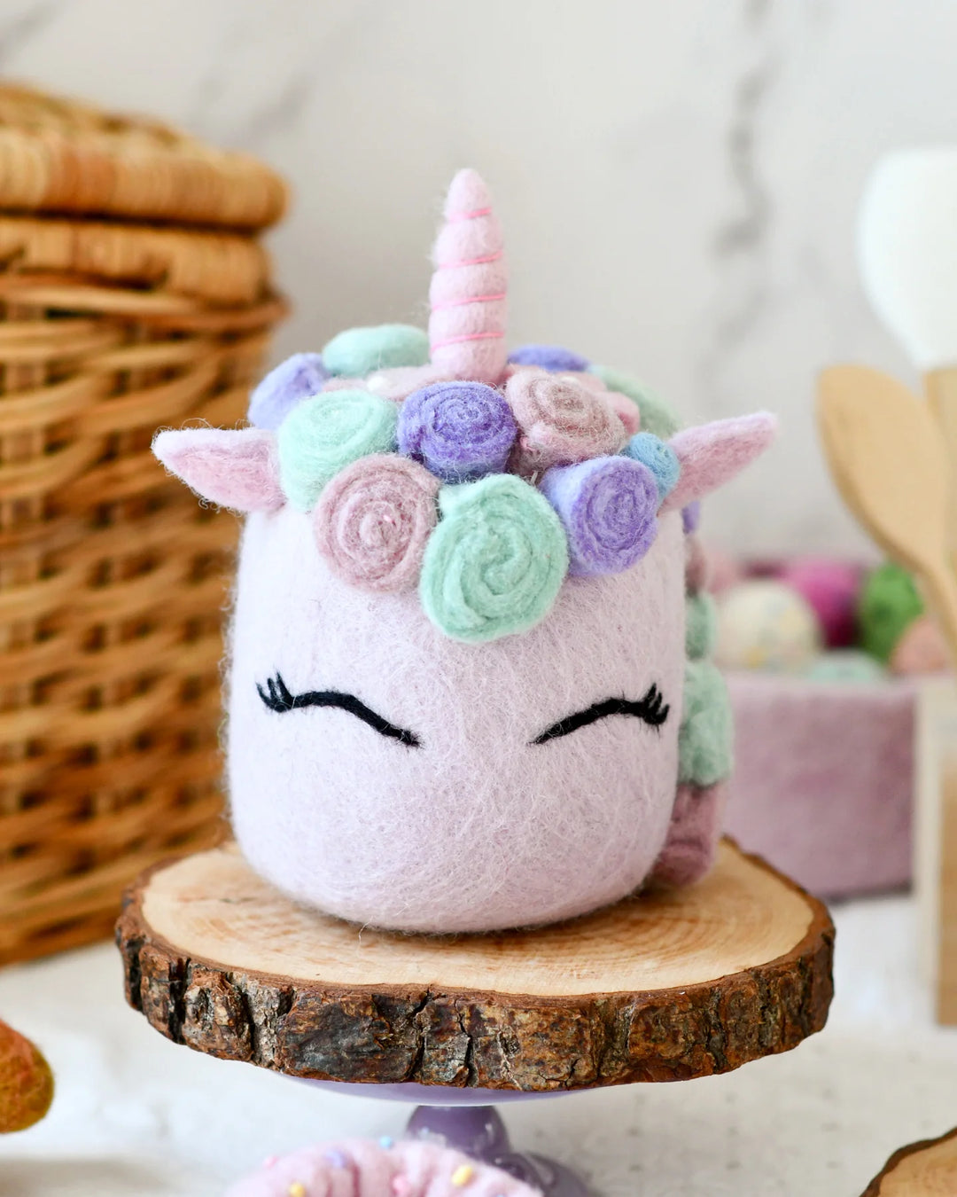 Felt Unicorn Cake in Pastel Colors