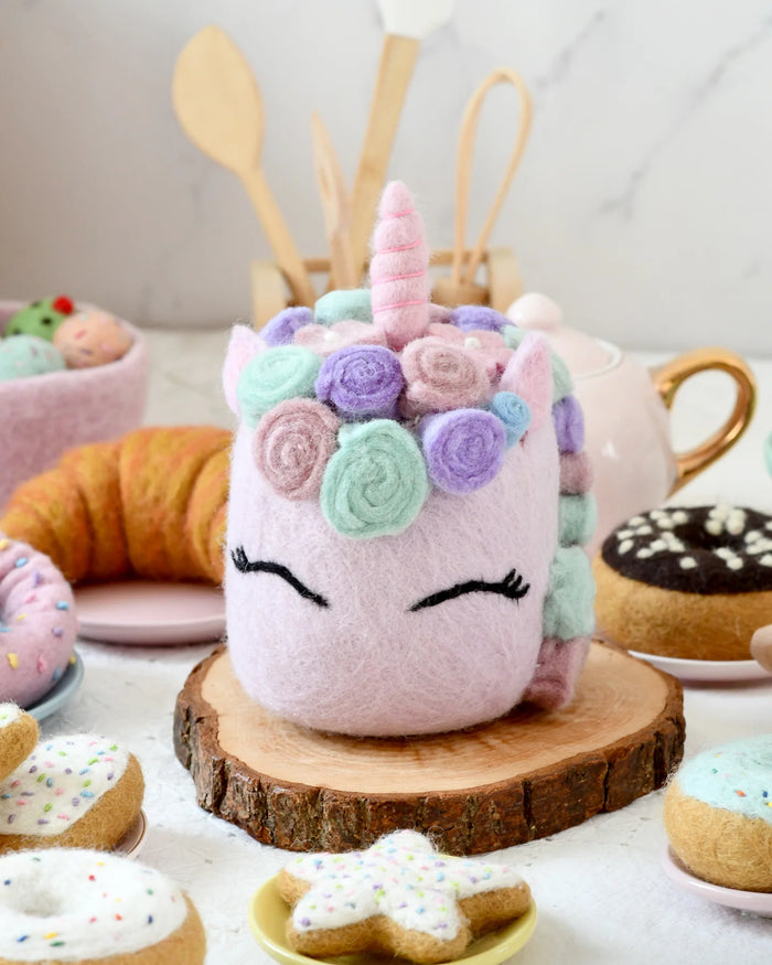 Felt Unicorn Cake in Pastel Colors