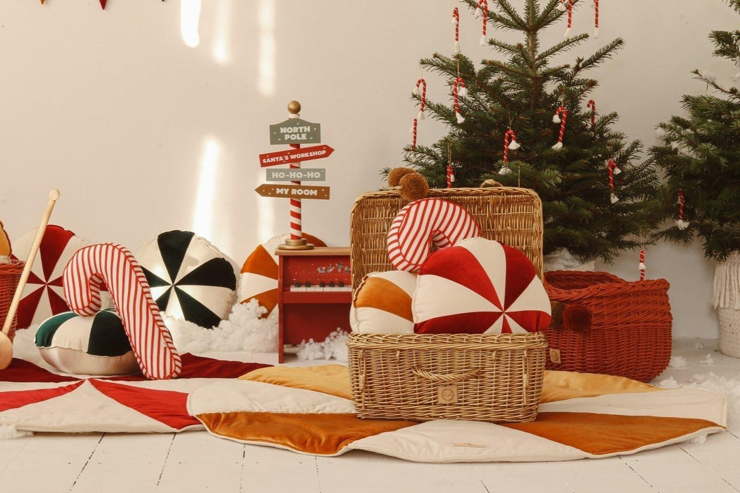 Christmas “Gold Candy” Round Patchwork Mat